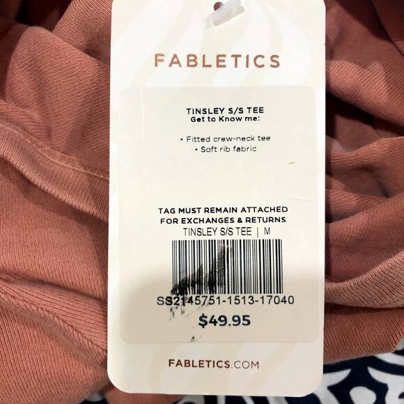 Fabletics Tinsley Fitted Crew Neck Tee in Clay  NWT - Picture 7 of 7